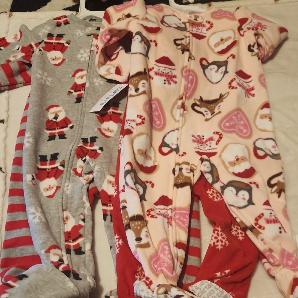 Christmas, Carter's Baby Holiday, Festive, Reindeer, Santa, Snowflakes Pajamas